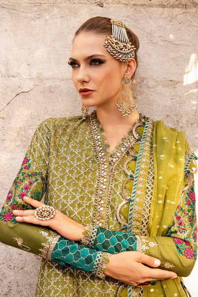 Maria. B 03 Piece Unstitched Embroidered Cotton Satin Suit - CST-803