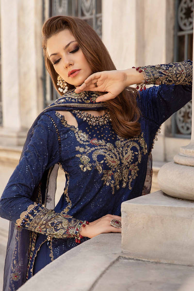 Maria. B 03 Piece Unstitched Embroidered Cotton Satin Suit - CST-804