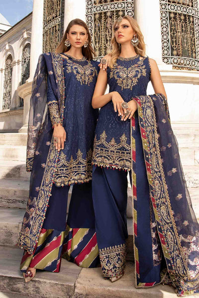 Maria. B 03 Piece Unstitched Embroidered Cotton Satin Suit - CST-804