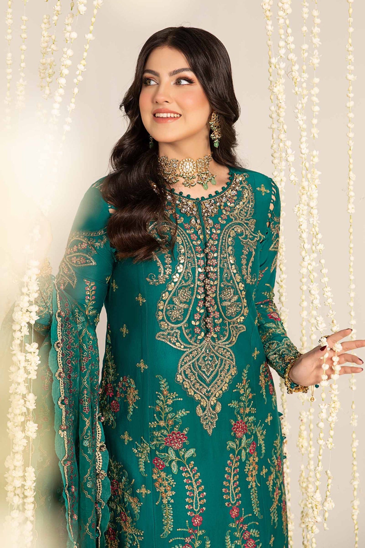 Maria. B 03 Piece Unstitched Embroidered Cotton Satin Suit - CST-805