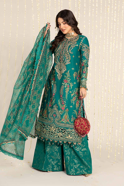 Maria. B 03 Piece Unstitched Embroidered Cotton Satin Suit - CST-805