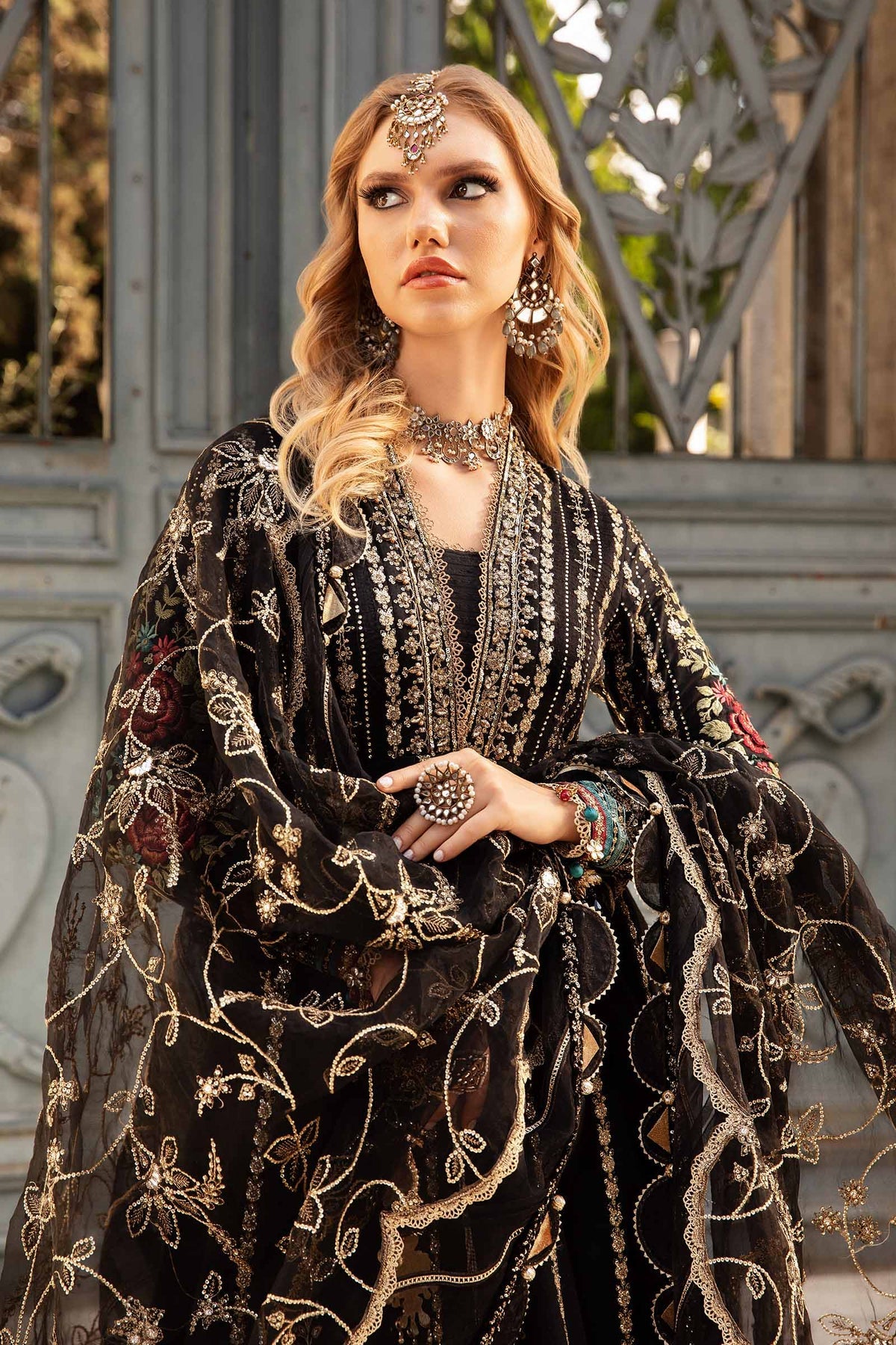 Maria. B 03 Piece Unstitched Embroidered Cotton Satin Suit - CST-806