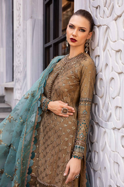 Maria. B 03 Piece Unstitched Embroidered Cotton Satin Suit - CST-808