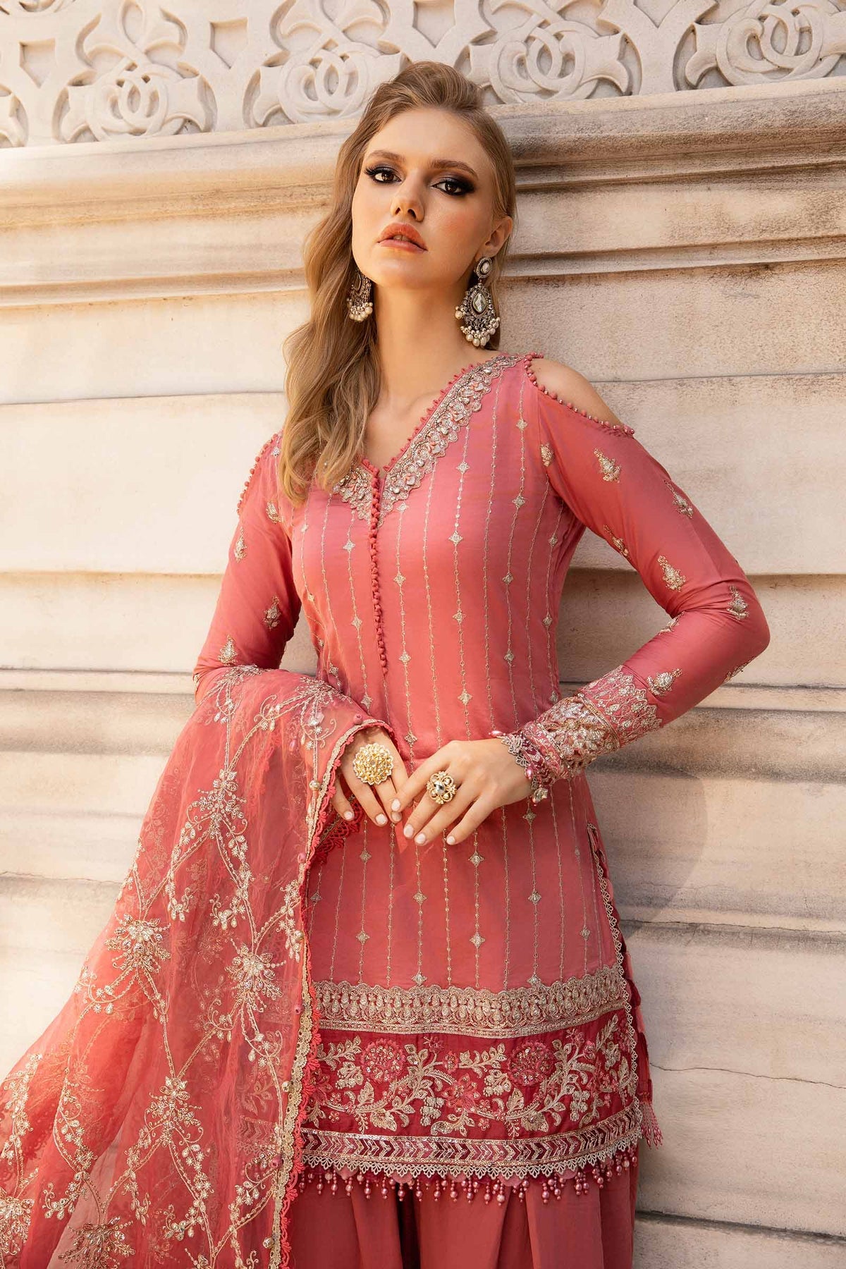 Maria. B 03 Piece Unstitched Embroidered Cotton Satin Suit - CST-809