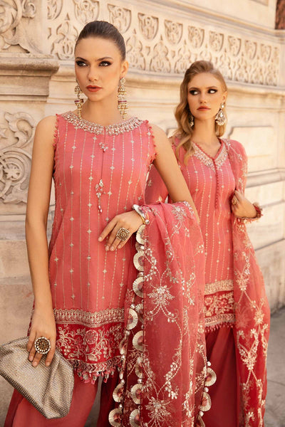 Maria. B 03 Piece Unstitched Embroidered Cotton Satin Suit - CST-809