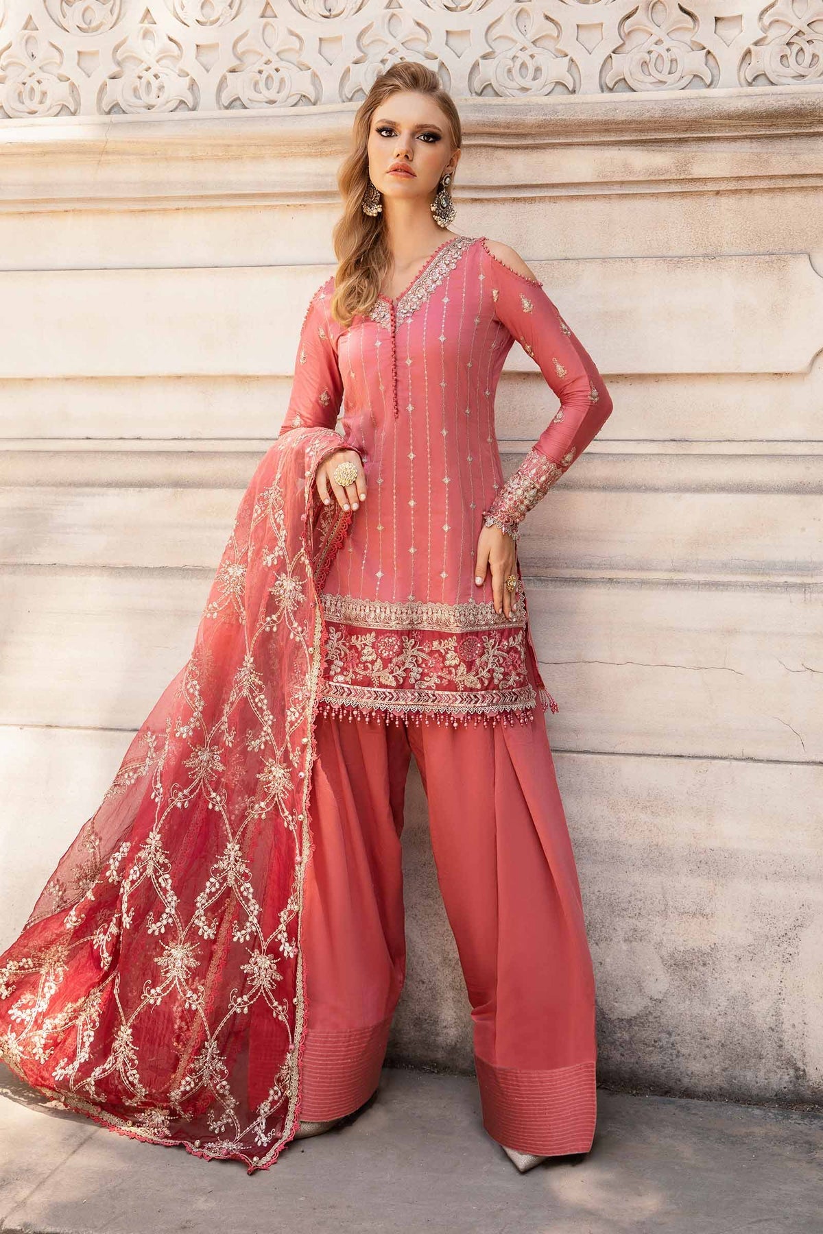 Maria. B 03 Piece Unstitched Embroidered Cotton Satin Suit - CST-809