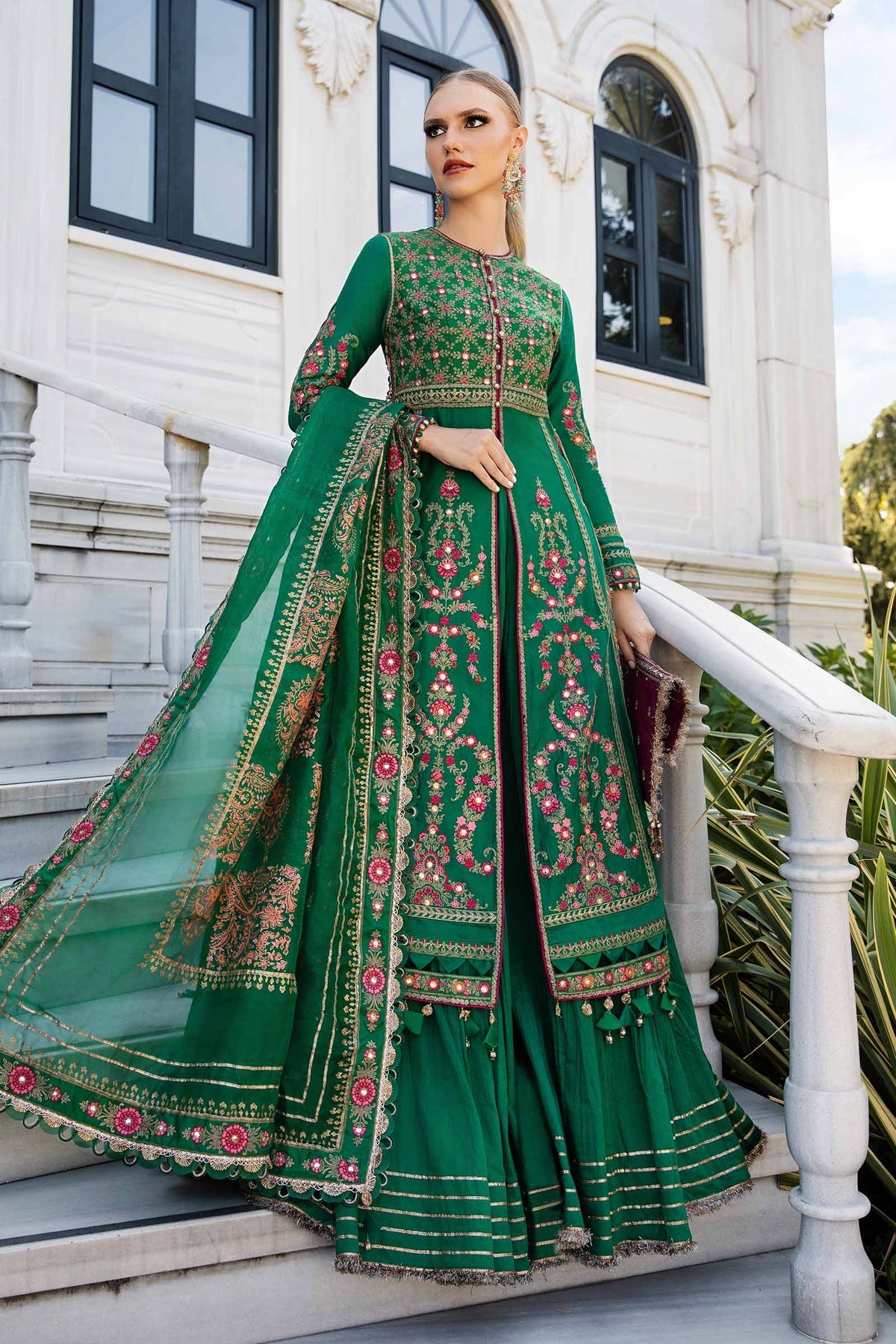 Maria. B 03 Piece Unstitched Embroidered Cotton Satin Suit - CST-811