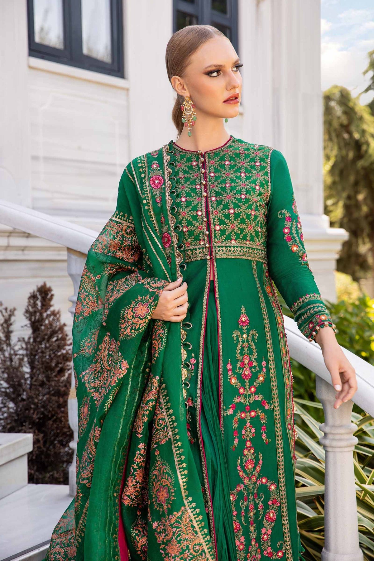 Maria. B 03 Piece Unstitched Embroidered Cotton Satin Suit - CST-811