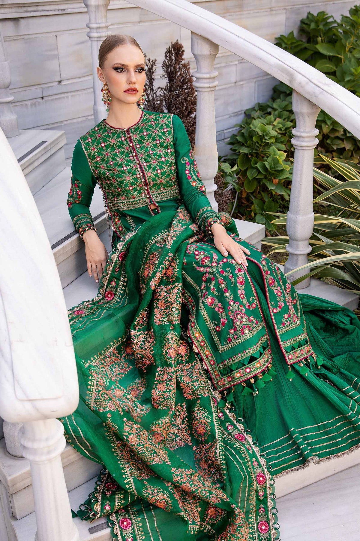 Maria. B 03 Piece Unstitched Embroidered Cotton Satin Suit - CST-811