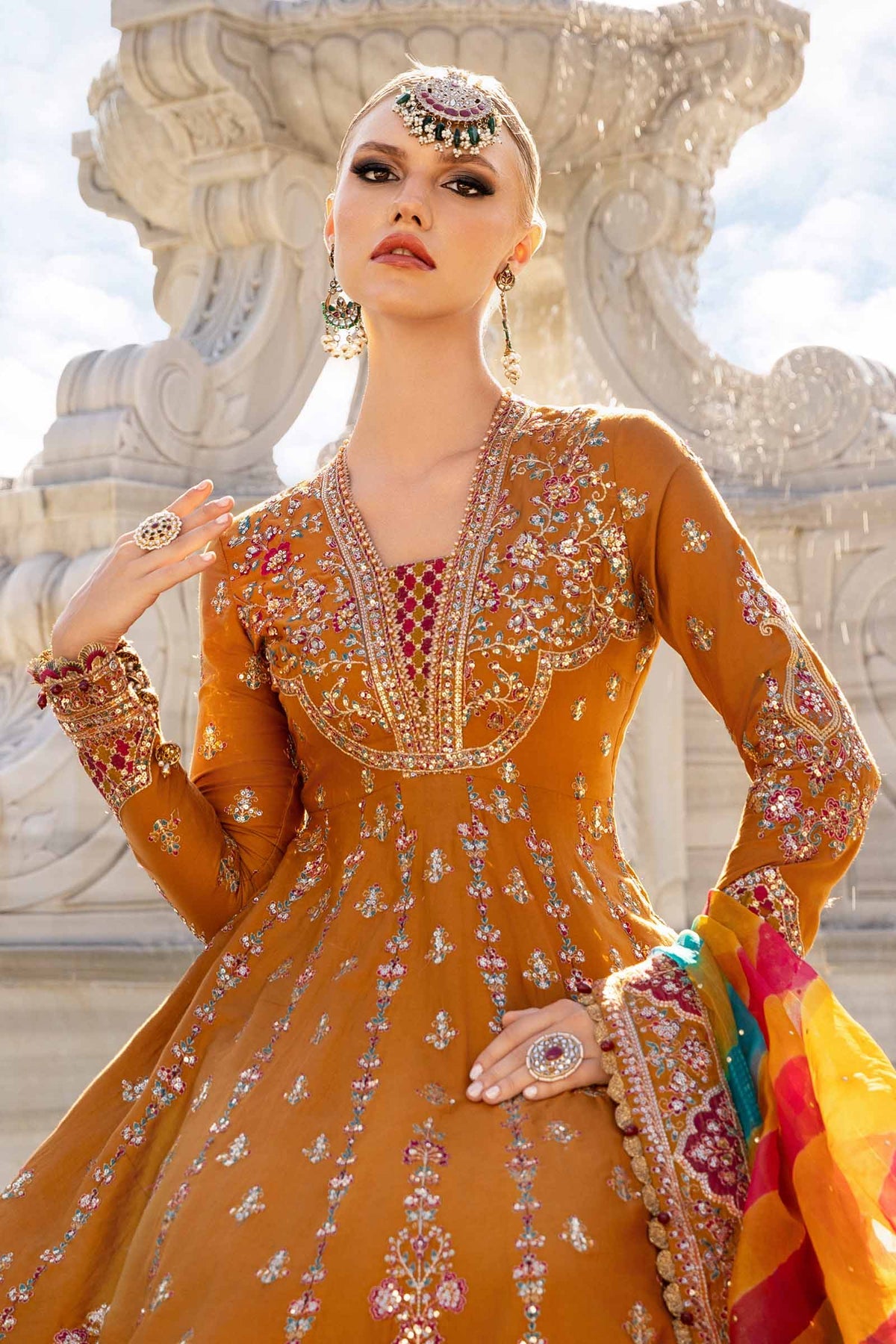 Maria. B 03 Piece Unstitched Embroidered Cotton Satin Suit - CST-812