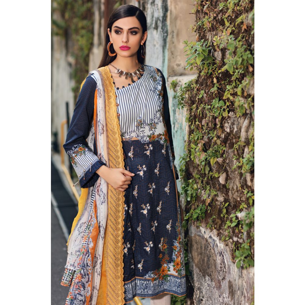 3 PC Unstitched Embroidered Lawn Suit with Chiffon Dupatta CT-254