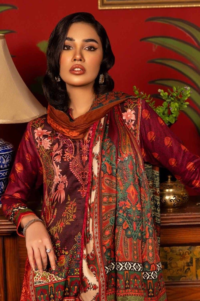 Gul Ahmed 3PC Digital Printed Cotail Linen Unstitched Embroidered Suit CV-32003