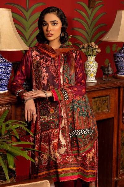 Gul Ahmed 3PC Digital Printed Cotail Linen Unstitched Embroidered Suit CV-32003