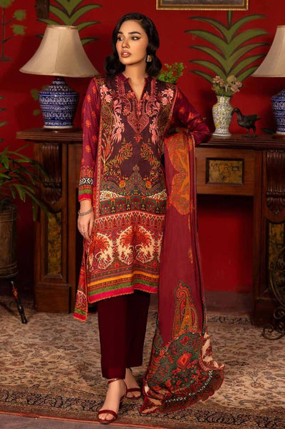 Gul Ahmed 3PC Digital Printed Cotail Linen Unstitched Embroidered Suit CV-32003