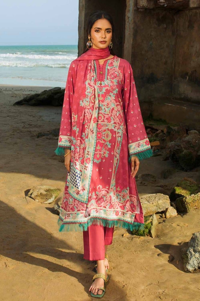 Gul Ahmed 3PC Digital Printed Cotail Linen Unstitched Suit CV-32004