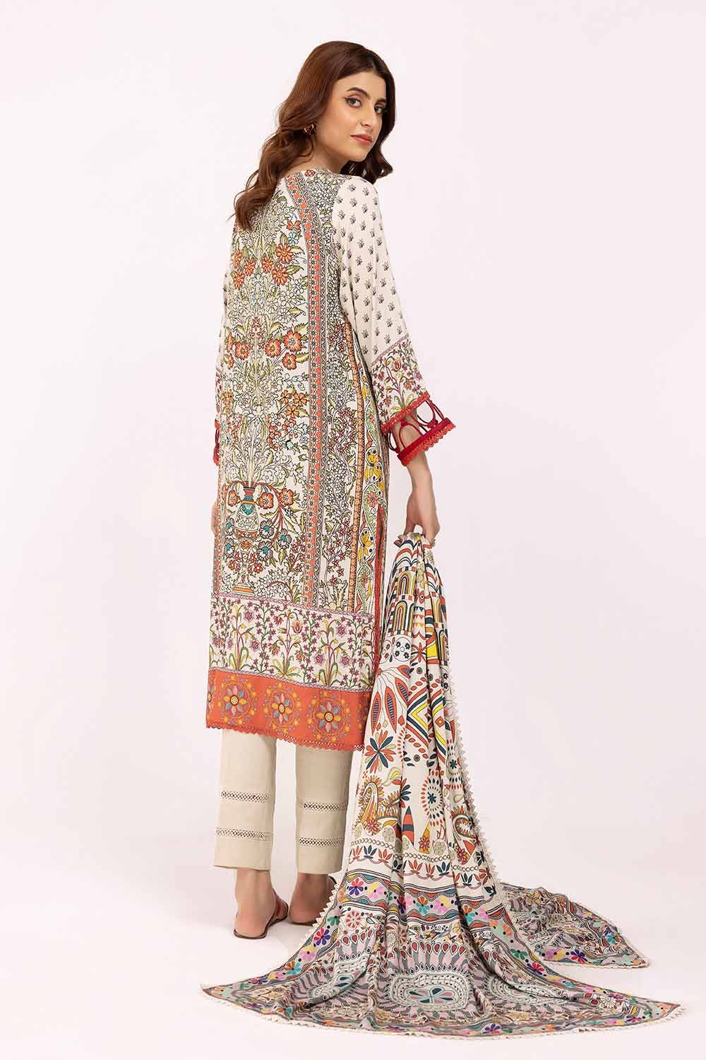 Gul Ahmed 3PC Unstitched Printed Cotail Suit CV-42002