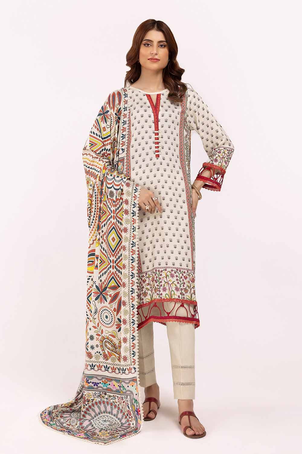 Gul Ahmed 3PC Unstitched Printed Cotail Suit CV-42002