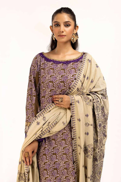 Gul Ahmed 3PC Unstitched Embroidered Cotail Suit with Printed Twill Cotton Linen Dupatta CV-42009