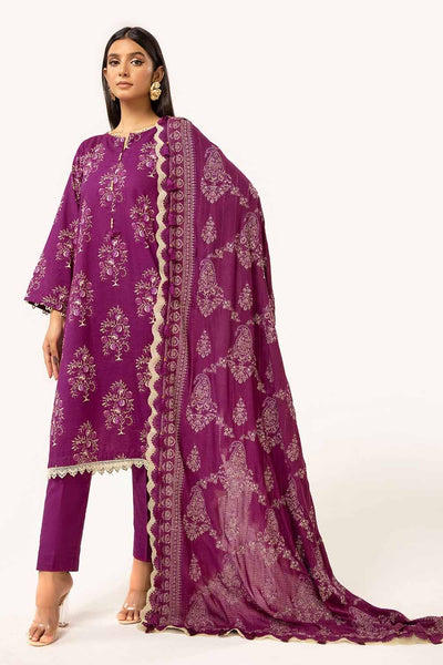 Gul Ahmed 3 Piece Unstitched Printed Khaddar Suit with Embroidered Twill Cotton Linen Dupatta CV-42010