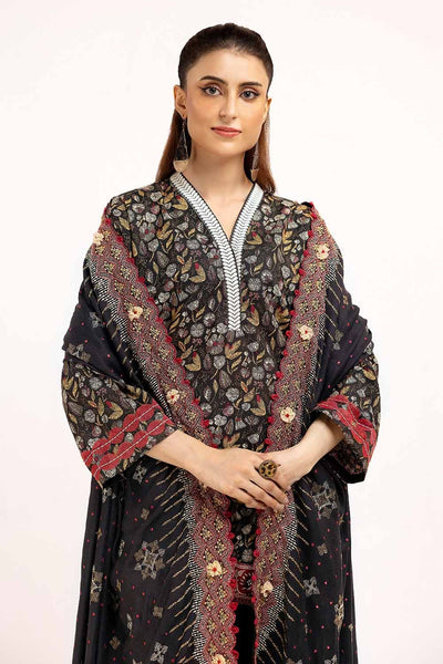 Gul Ahmed 3 Piece Unstitched Printed Khaddar Suit with Embroidered Twill Cotton Linen Dupatta CV-42012