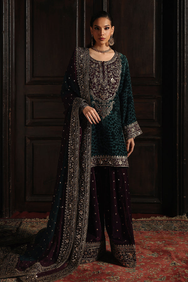 Charizma 3 Pc Unstitched Embroidered Premium Valvet Suit - CVT5-09