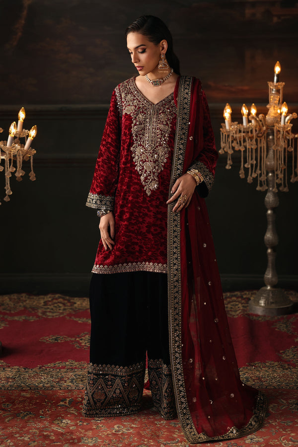 Charizma 3 Pc Unstitched Embroidered Premium Valvet Suit - CVT5-15