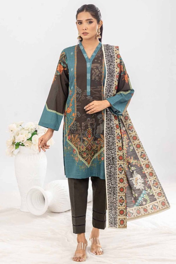 Gul Ahmed 3PC Printed Khaddar Stitched Suit CW-32010