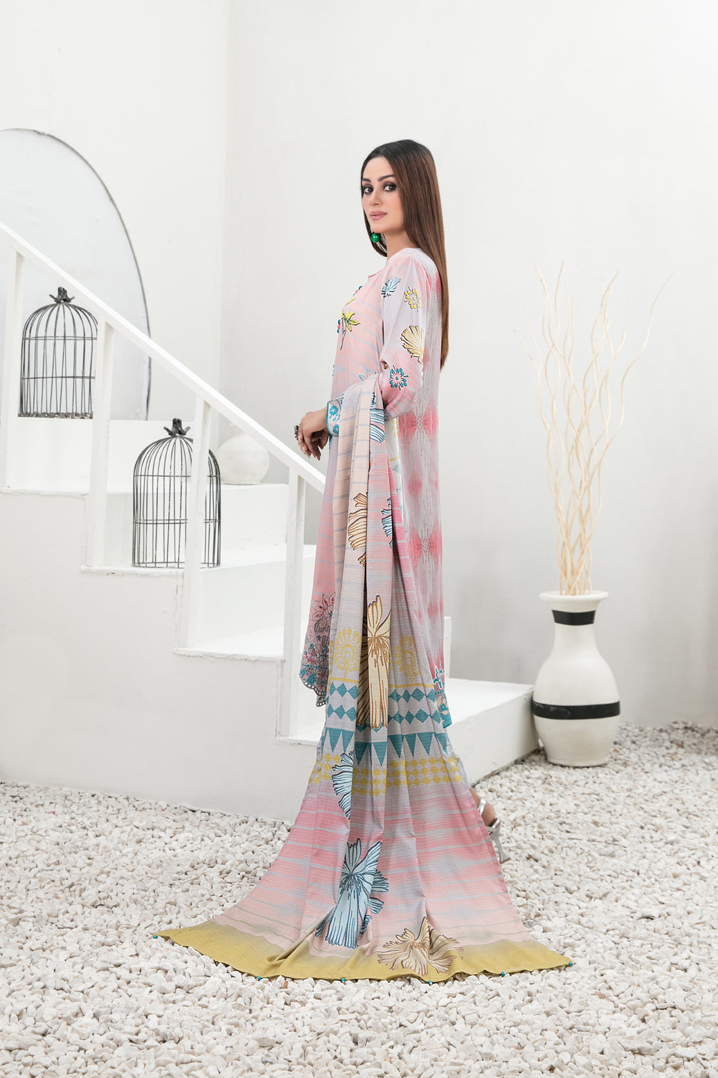 Tawakkal Fabrics 3 Piece Stitched Embroidered Digital Printed Staple Suit - D-1095