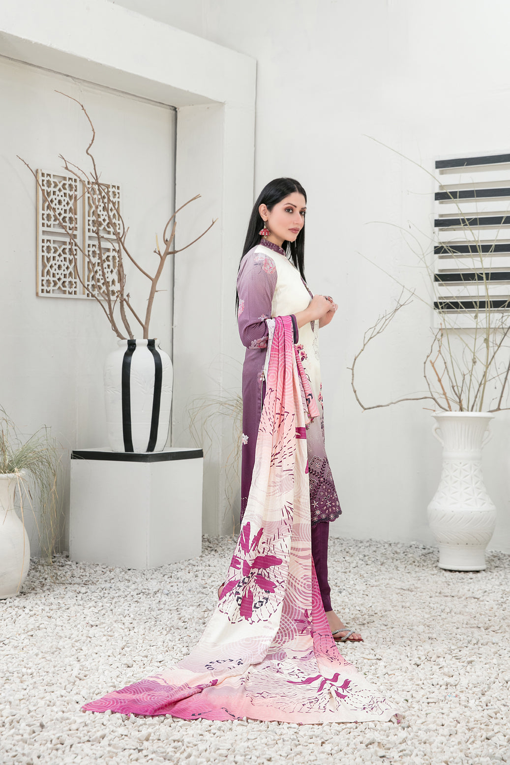 Tawakkal Fabrics 3 Piece Stitched Embroidered Digital Printed Staple Suit - D-1098