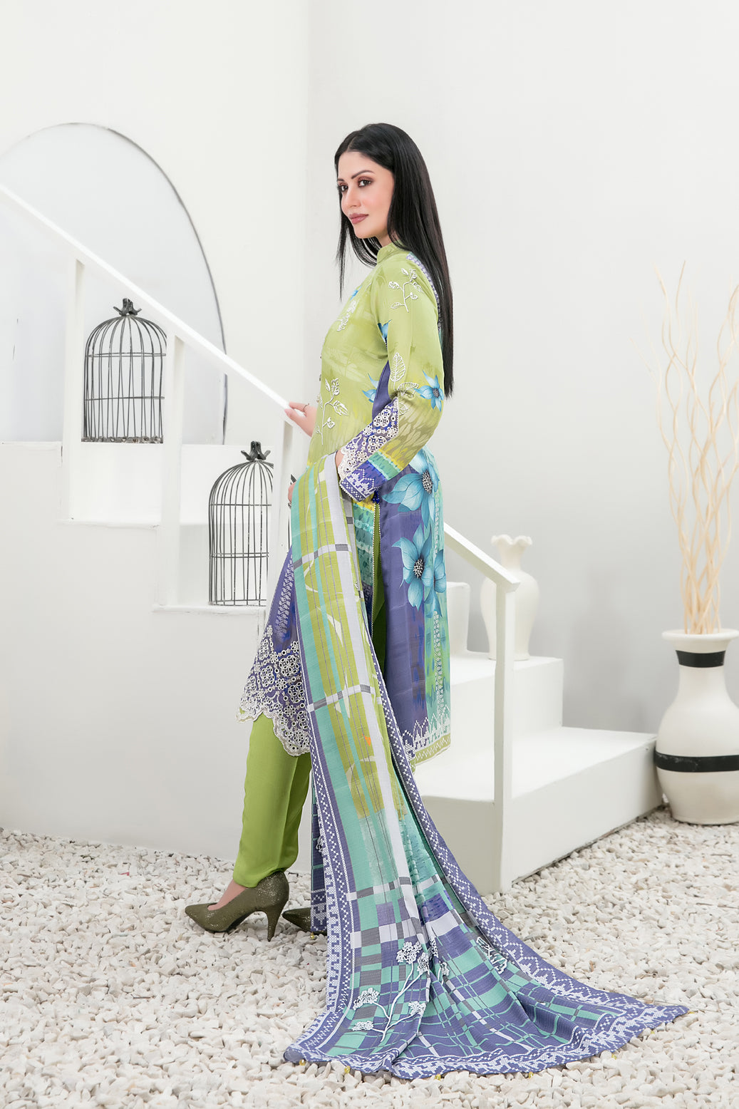 Tawakkal Fabrics 3 Piece Stitched Embroidered Digital Printed Staple Suit - D-1099