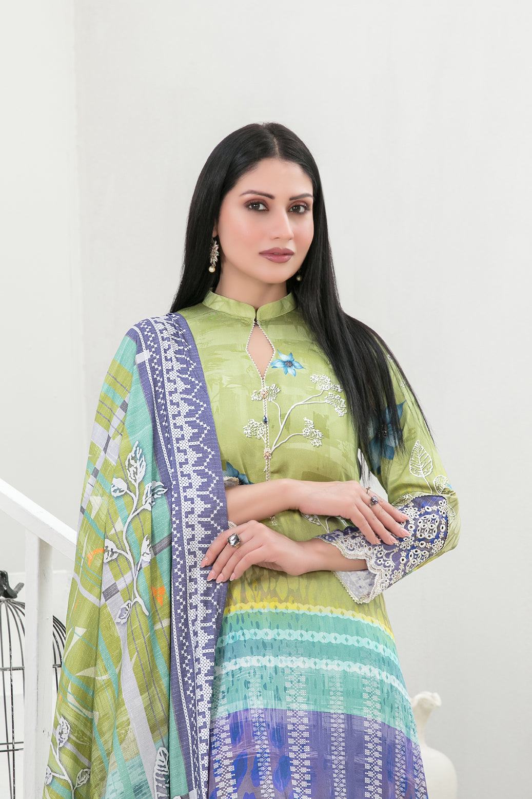 Tawakkal Fabrics 3 Piece Stitched Embroidered Digital Printed Staple Suit - D-1099