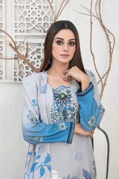 Tawakkal Fabrics 3 Piece Stitched Embroidered Digital Printed Staple Suit - D-1101