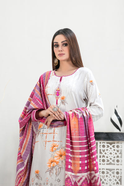 Tawakkal Fabrics 3 Piece Stitched Embroidered Digital Printed Staple Suit - D-1102