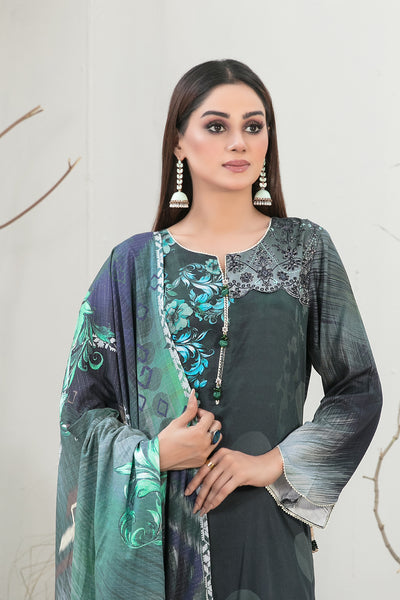 Tawakkal Fabrics 3 Piece Stitched Embroidered Digital Printed Staple Suit - D-1103