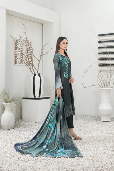 Tawakkal Fabrics 3 Piece Stitched Embroidered Digital Printed Staple Suit - D-1103