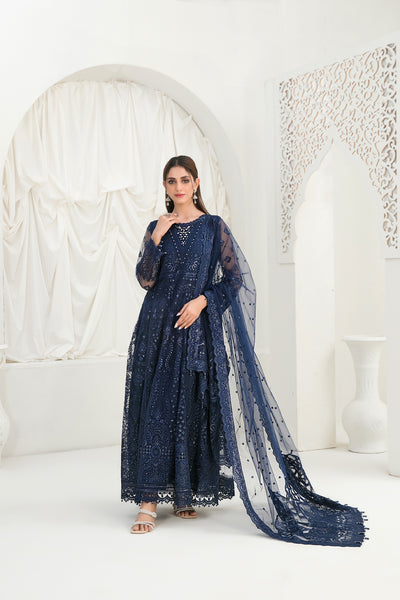 Tawakkal Fabrics 3 Piece Stitched Fancy Heavy Embroidered Net Suit - D-1212