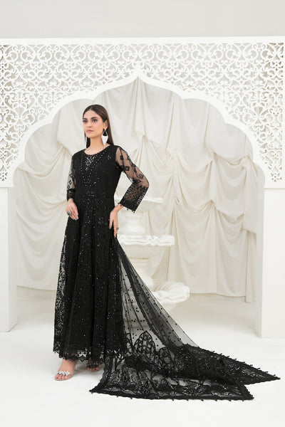 Tawakkal Fabrics 3 Piece Stitched Fancy Heavy Embroidered Net Suit - D-1220