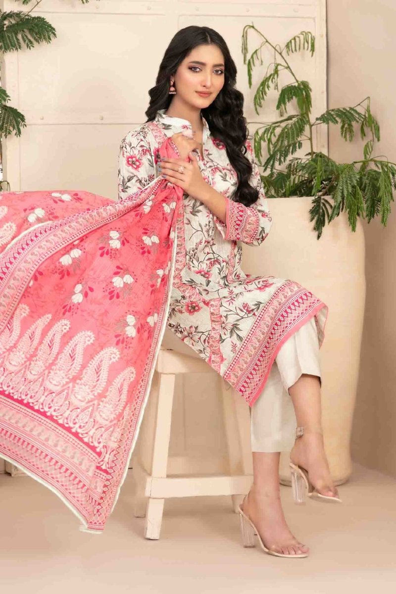 Tawakkal Fabrics 3 Piece Stitched Digital Printed Bana Dora Lawn Suit - D-1278