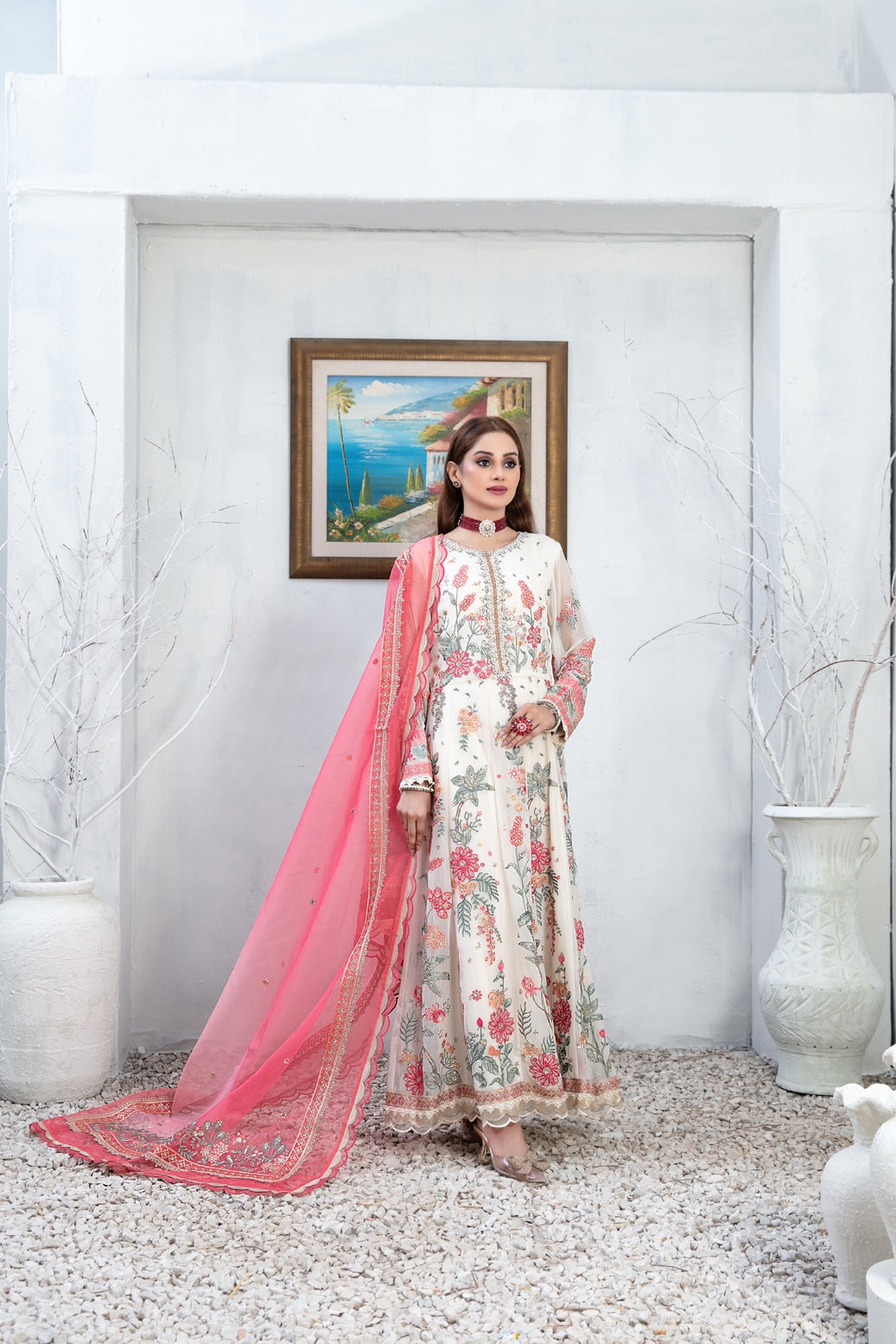 Tawakkal Fabrics 3 Piece Stitched Embroidered Chiffon Suit - D-1343