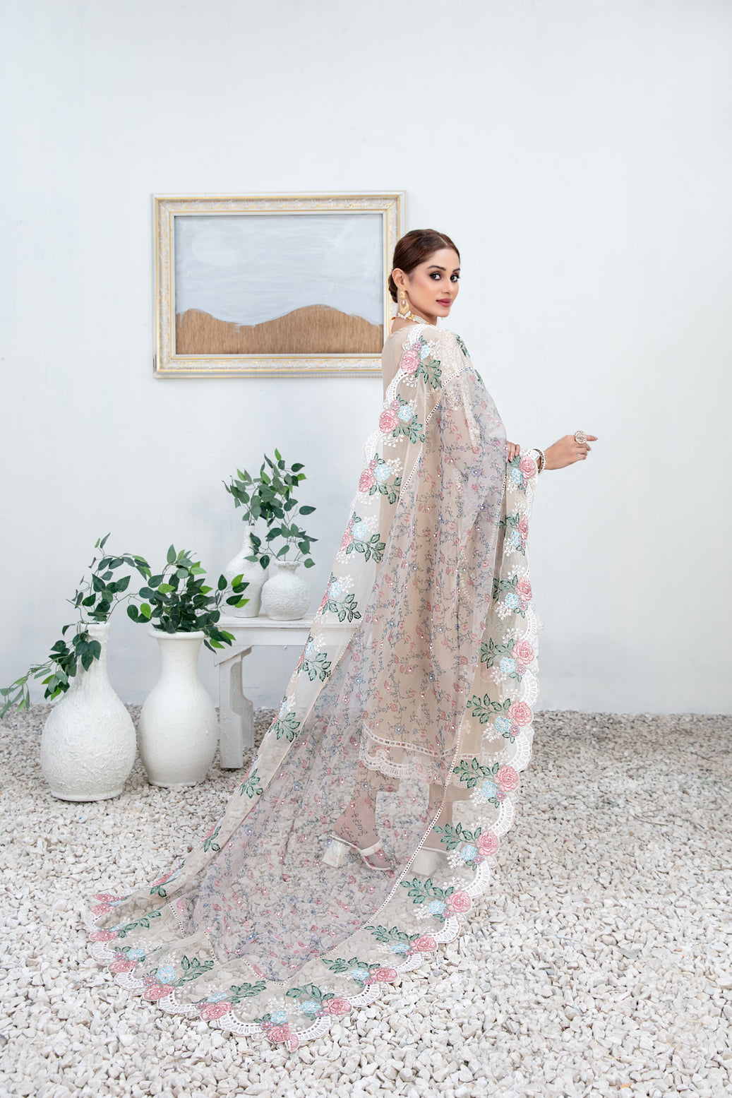 Tawakkal Fabrics 3 Piece Stitched Embroidered organza digital print Suit - D-1345