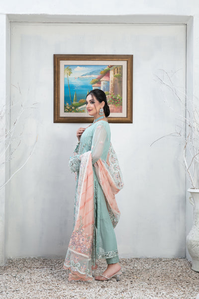 Tawakkal Fabrics 3 Piece Stitched Embroidered Chiffon Suit - D-1346