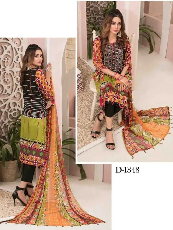 Amna Sohail By Tawakkal Fabrics 3 Piece Stitched Graceful Ensemble Suit D-1348