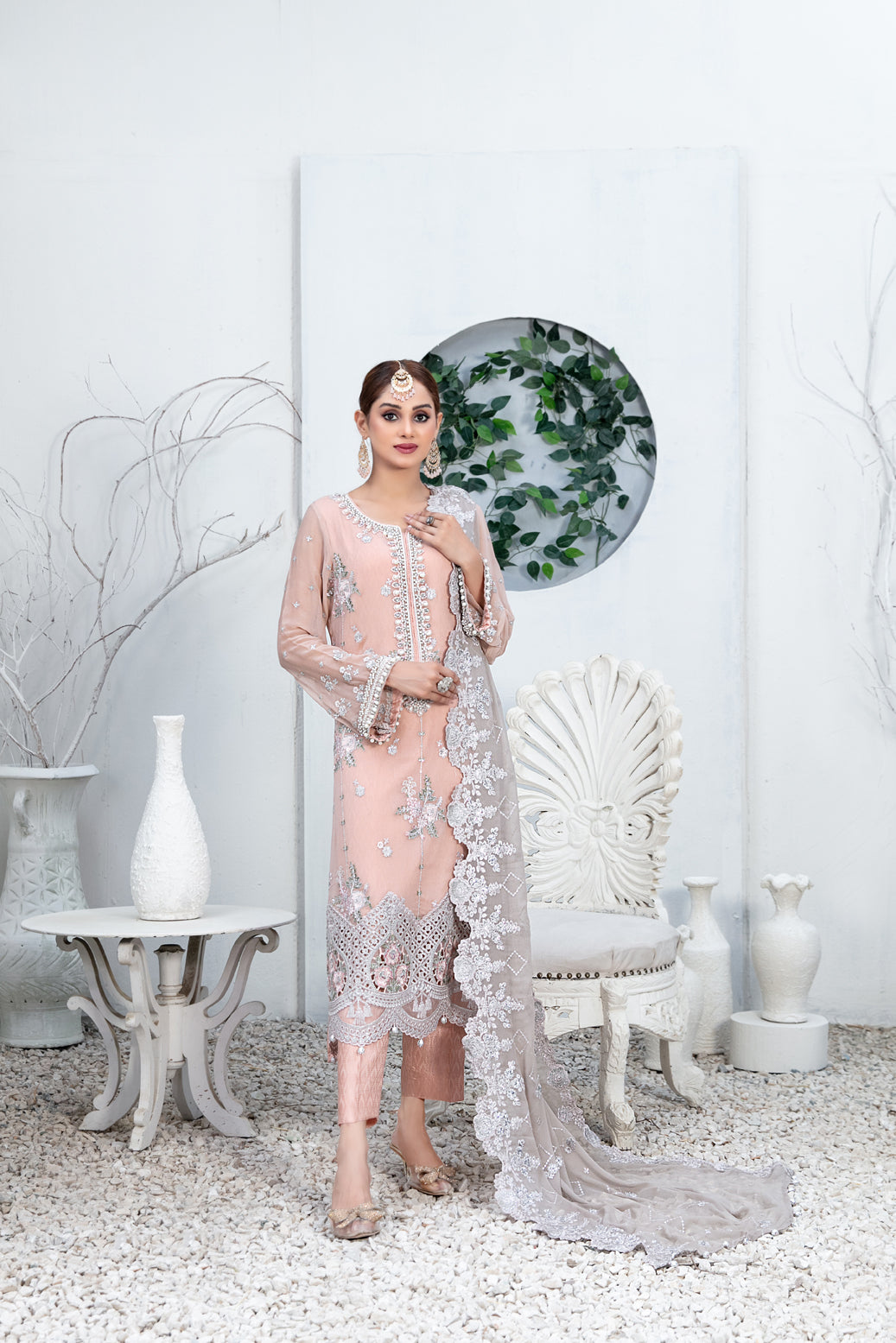 Tawakkal Fabrics 3 Piece Stitched Embroidered Chiffon Suit - D-1348