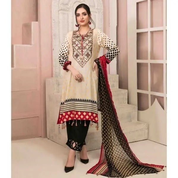 Amna Sohail By Tawakkal Fabrics 3 Piece Stitched Graceful Ensemble Suit D-1352