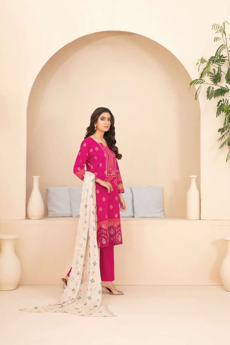 Tawakkal Fabrics 3 Piece Stitched Embroidered Digital Printed Broshia Lawn Suit - D-1355