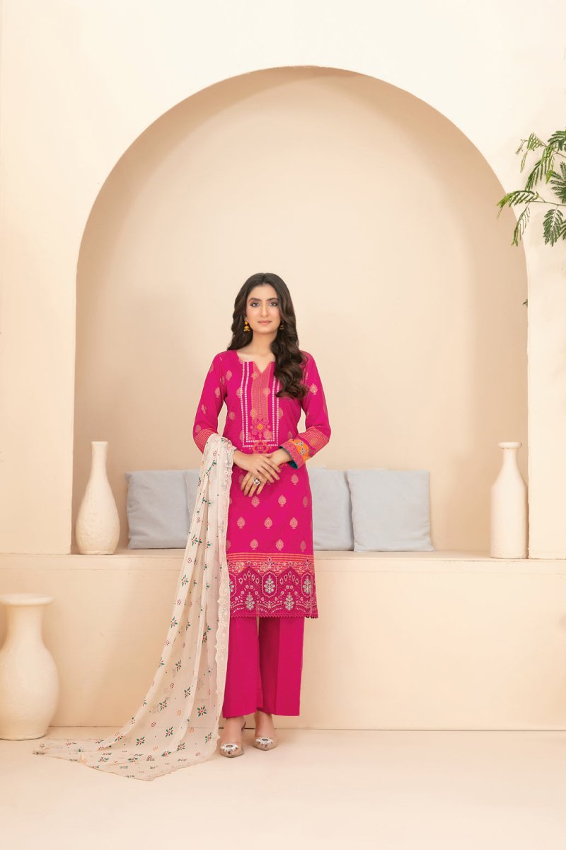 Tawakkal Fabrics 3 Piece Stitched Embroidered Digital Printed Broshia Lawn Suit - D-1355