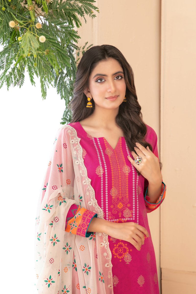 Tawakkal Fabrics 3 Piece Stitched Embroidered Digital Printed Broshia Lawn Suit - D-1355