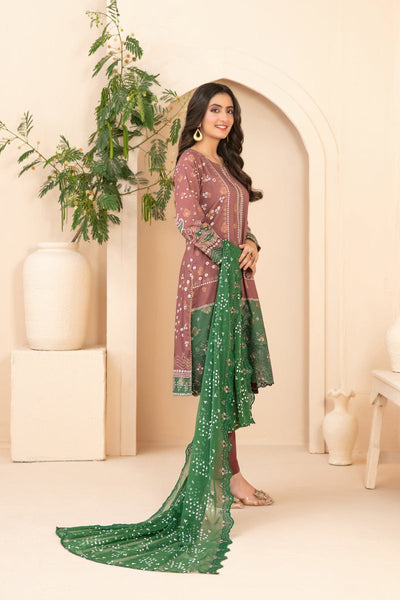 Tawakkal Fabrics 3 Piece Stitched Embroidered Digital Printed Broshia Lawn Suit - D-1356