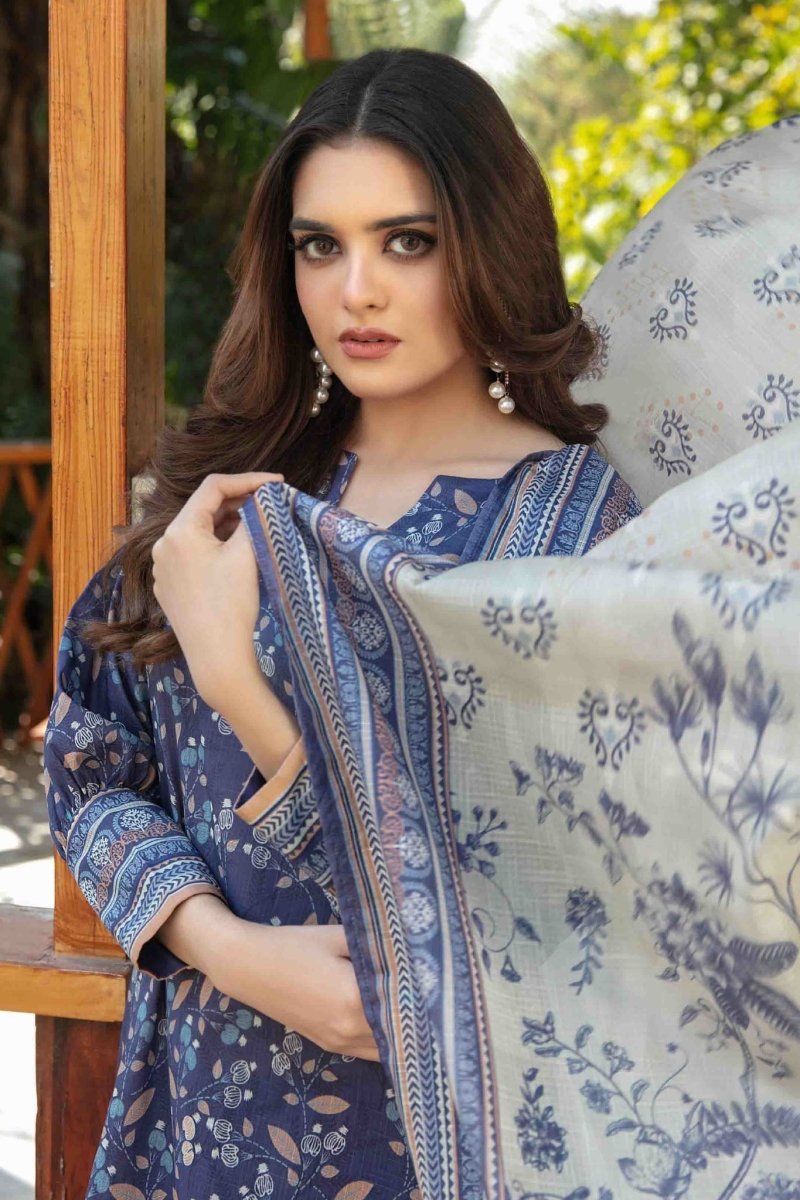 Tawakkal Fabrics 3 Piece Stitched Digital Printed Bana Dora lawn Suit - D-1411
