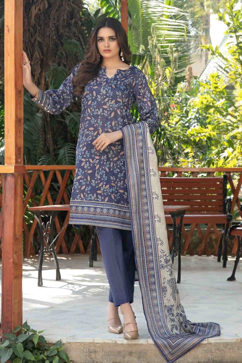 Tawakkal Fabrics 3 Piece Stitched Digital Printed Bana Dora lawn Suit - D-1411